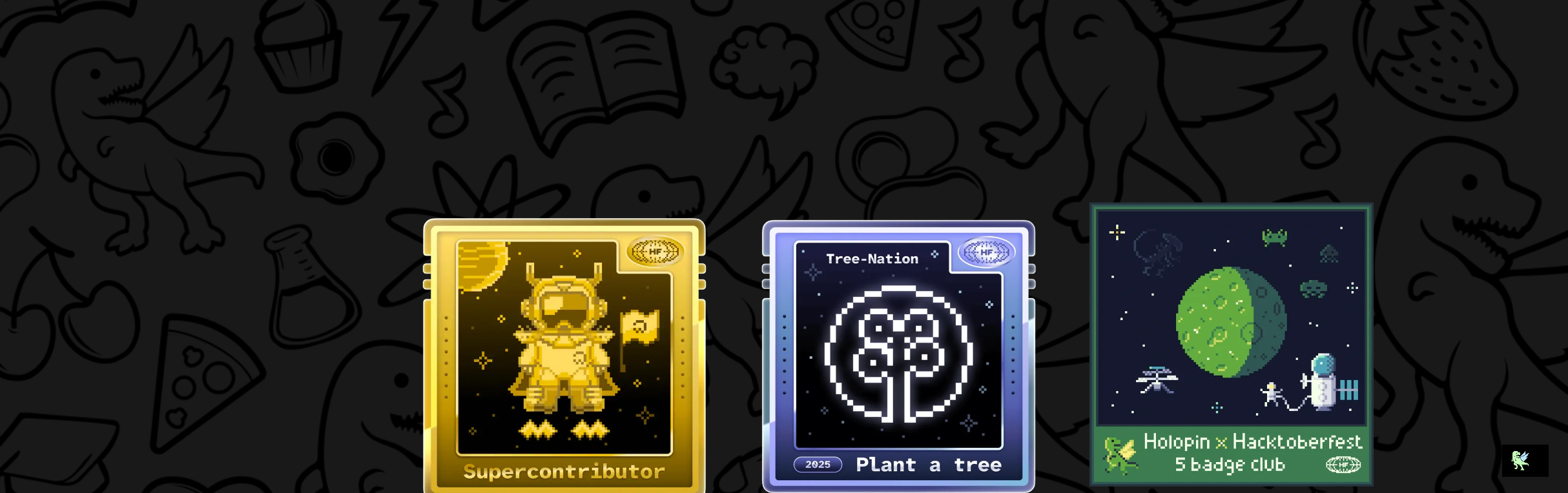 An image of @jameel's Holopin badges, which is a link to view their full Holopin profile