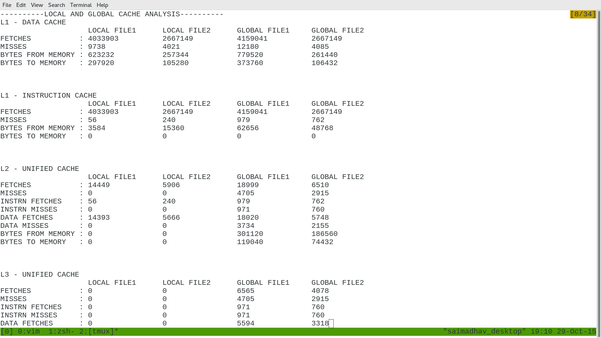 Sample Cachediff output