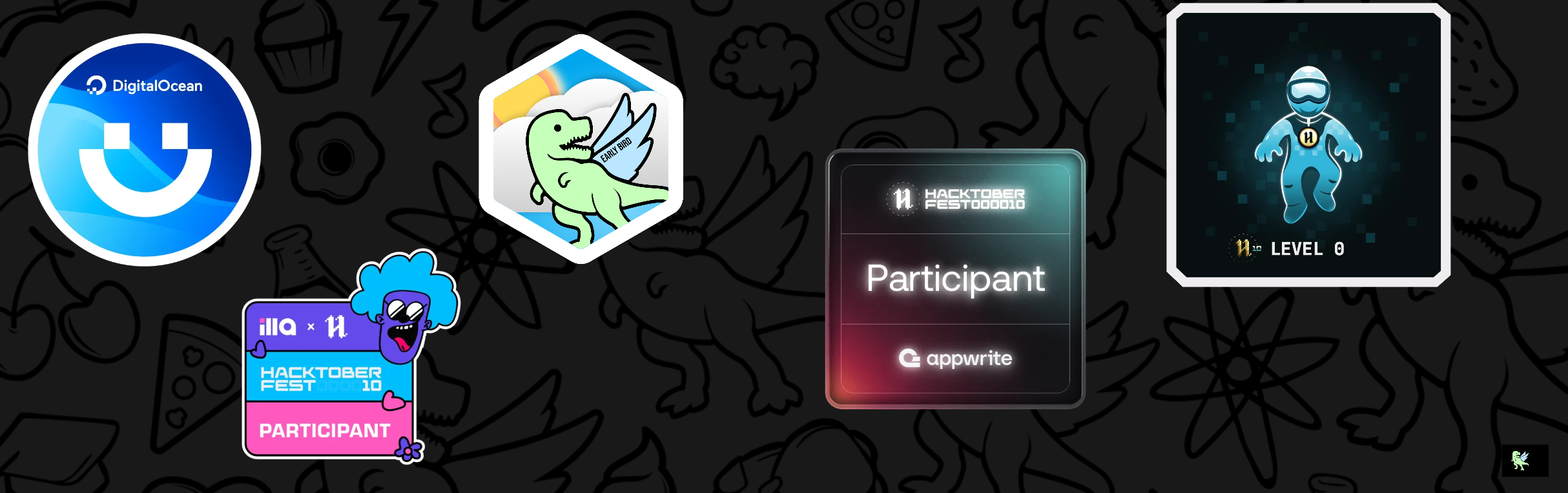 An image of @sujith's Holopin badges, which is a link to view their full Holopin profile