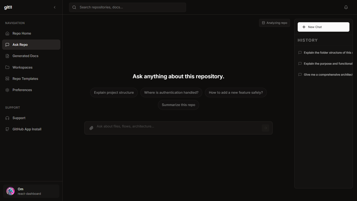 git11 — AI documentation and codebase Q&A for GitHub engineering teams