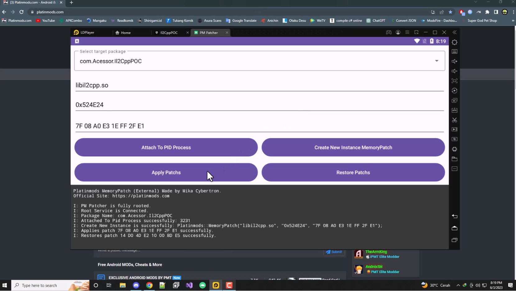 Platinmods MemoryPatch and PM Patcher (External Hex Patcher)