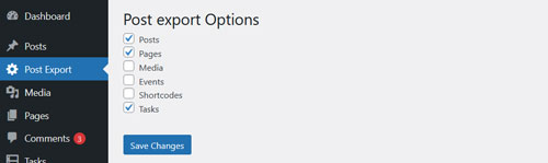 Select Post Export Options