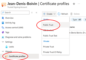 Create certificate