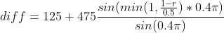 diff = 125 + 475 \frac{sin(min(1, \frac{1 - r}{0.5}) * 0.4\pi)}{sin(0.4\pi)}