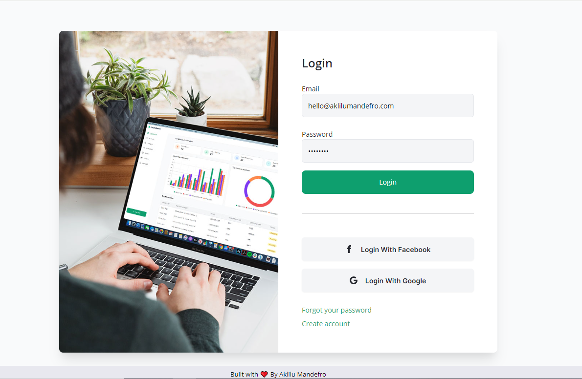 adminApp login page