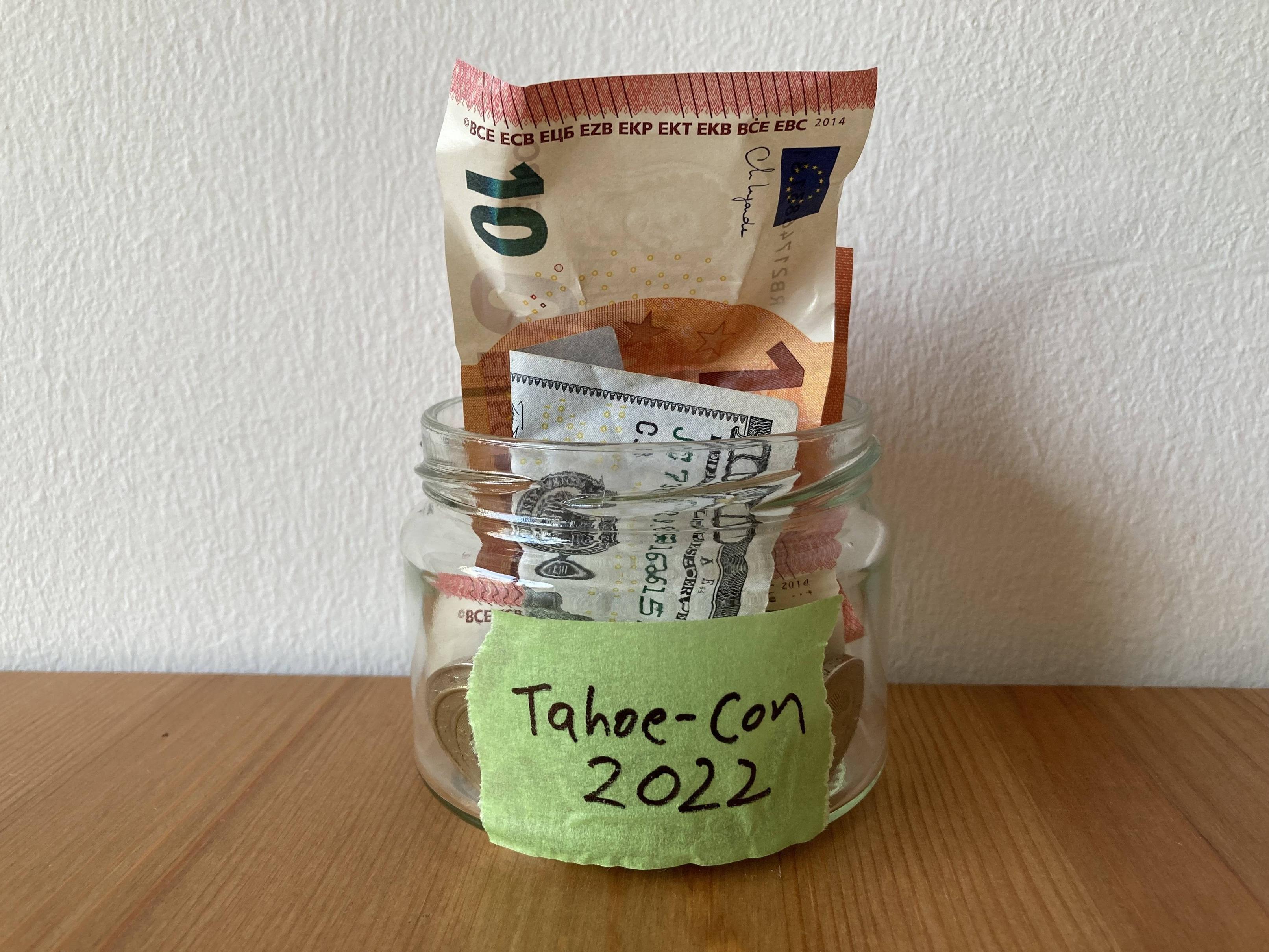 Photo of an "HR Jar", stuffed with cash and transgressions