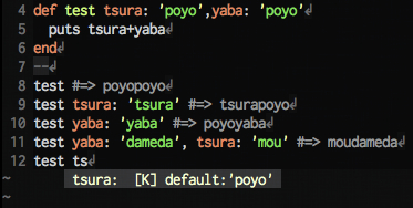 complete a first keyword argument, 'tsura'