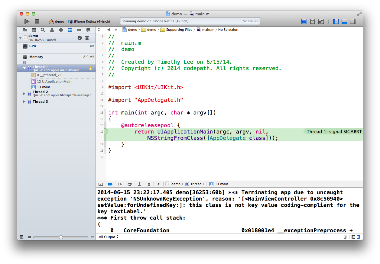 Key value error screenshot