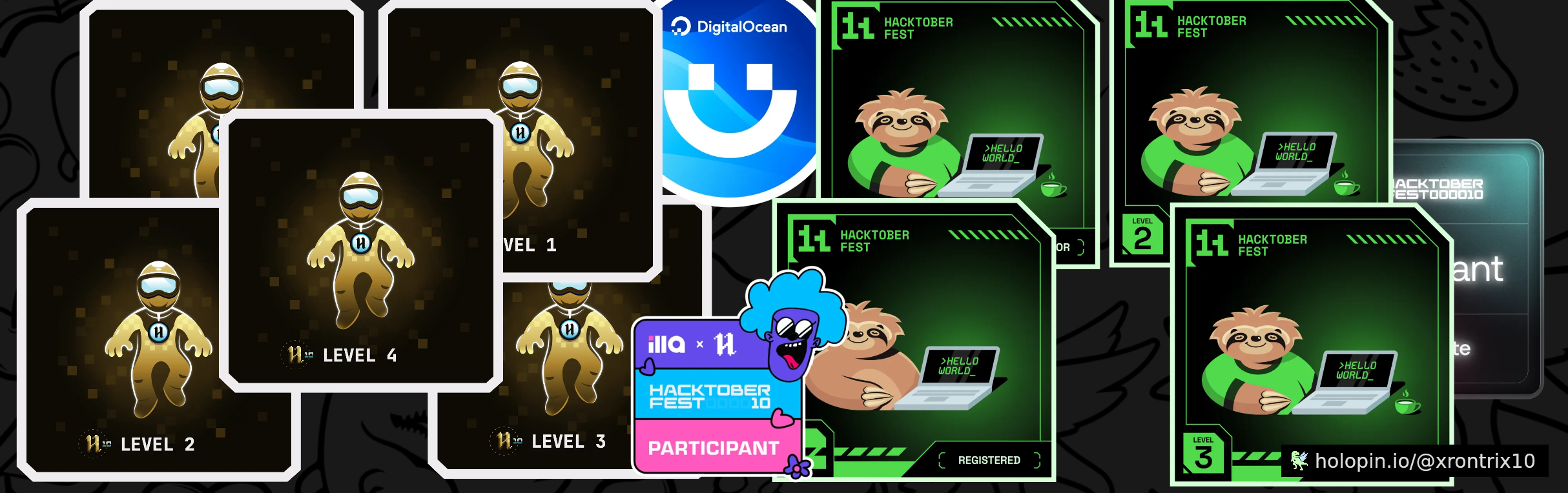 An image of @xrontrix10's Holopin badges, which is a link to view their full Holopin profile