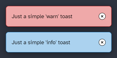 Image to a warning and a info toast notification.