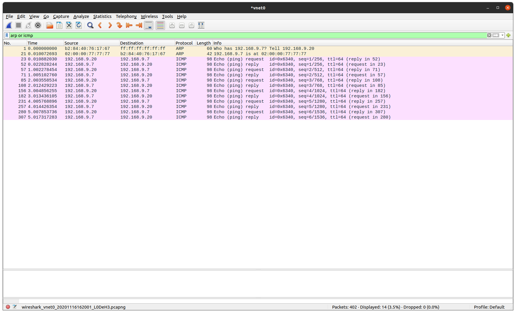 Sample PyTCP log output