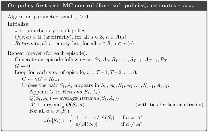 On Policy First Visit MC