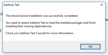 Successful Installation Message Dialog