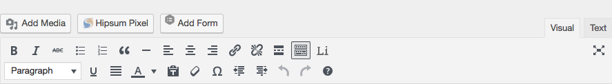 Hipsum Pixel button on WordPress editor