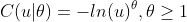  C(u|\theta) = -ln(u)^{\theta}, \theta \geq 1 