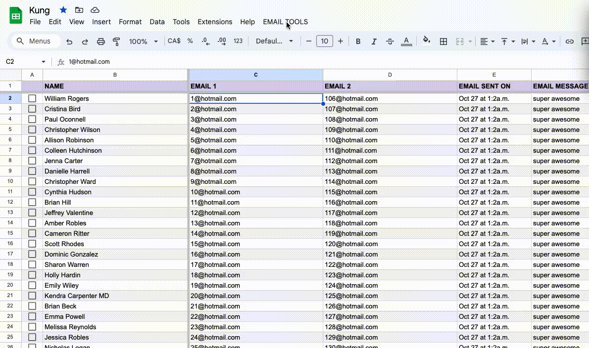 Animation on how to use the Google Sheet