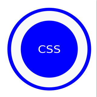 c.s.s. Styles. CSS initials in a blue ball with a short halo all in blue. The text is in white.