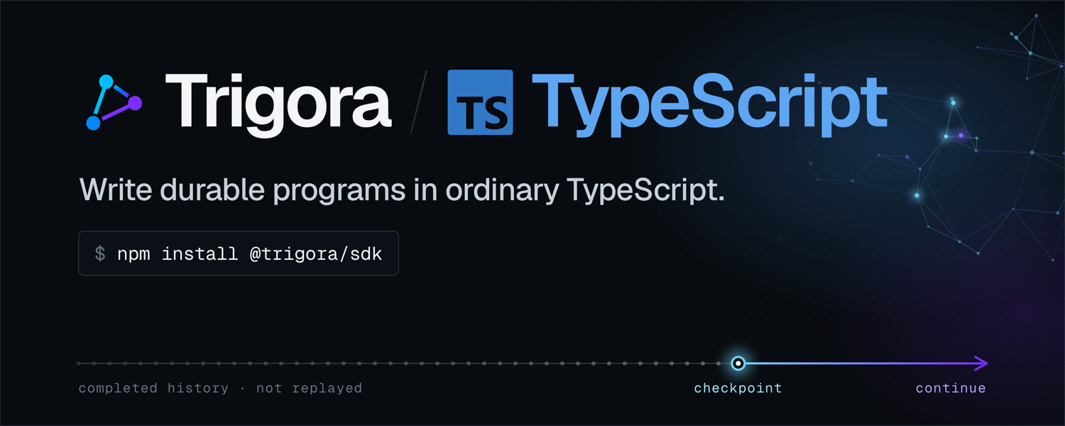 Trigora / TypeScript — durable execution without history replay.