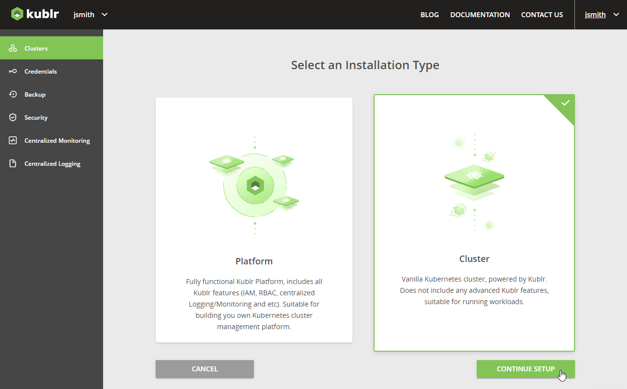 Installation Type - Cluster