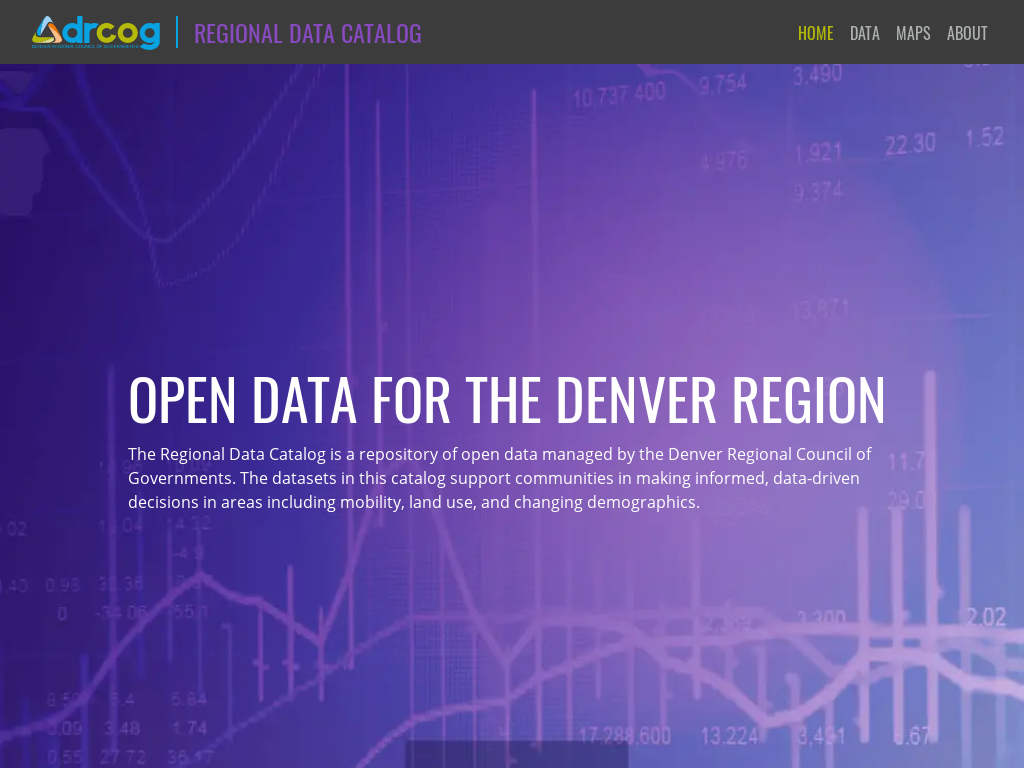 The Regional Data Catalog is a repository of open data managed by the Denver Regional Council of Governments