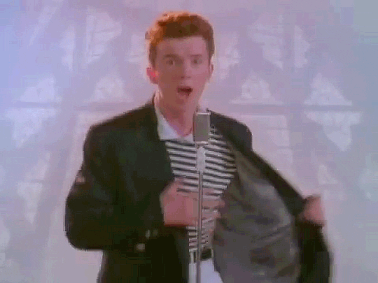 Never gonna give you up, never gonna let you down, never gonna run around and desert you!