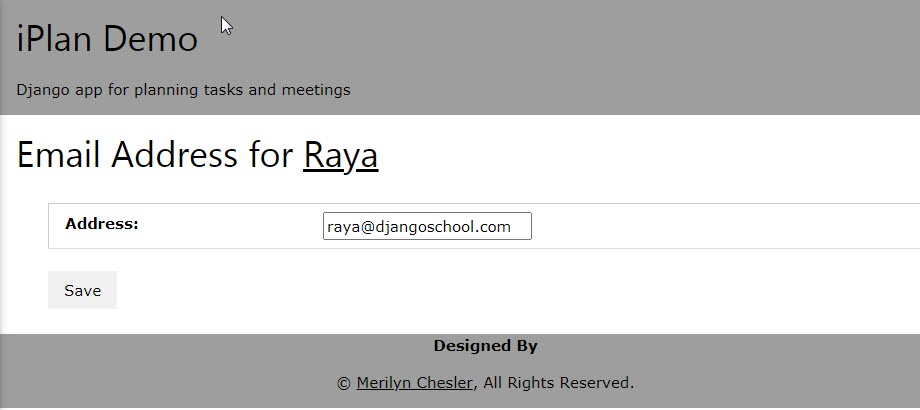 Email UpdateView for Raya