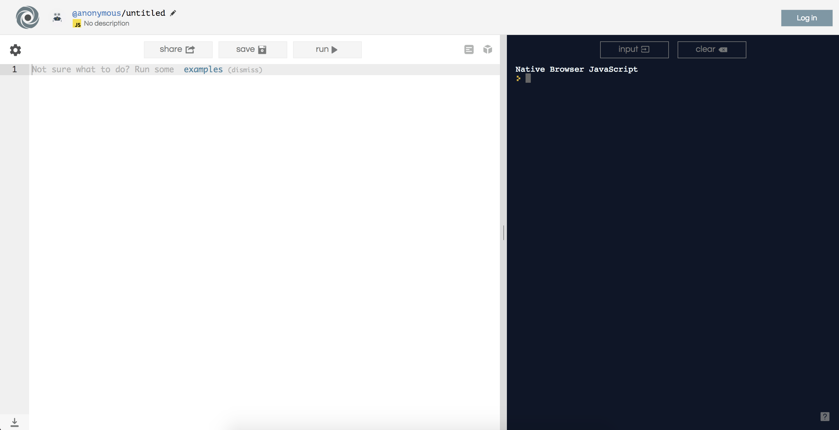 repl.it JavaScript screenshot