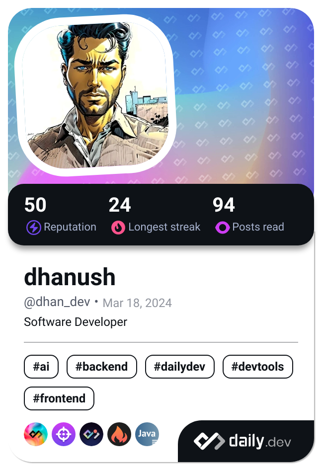 dhanush's Dev Card