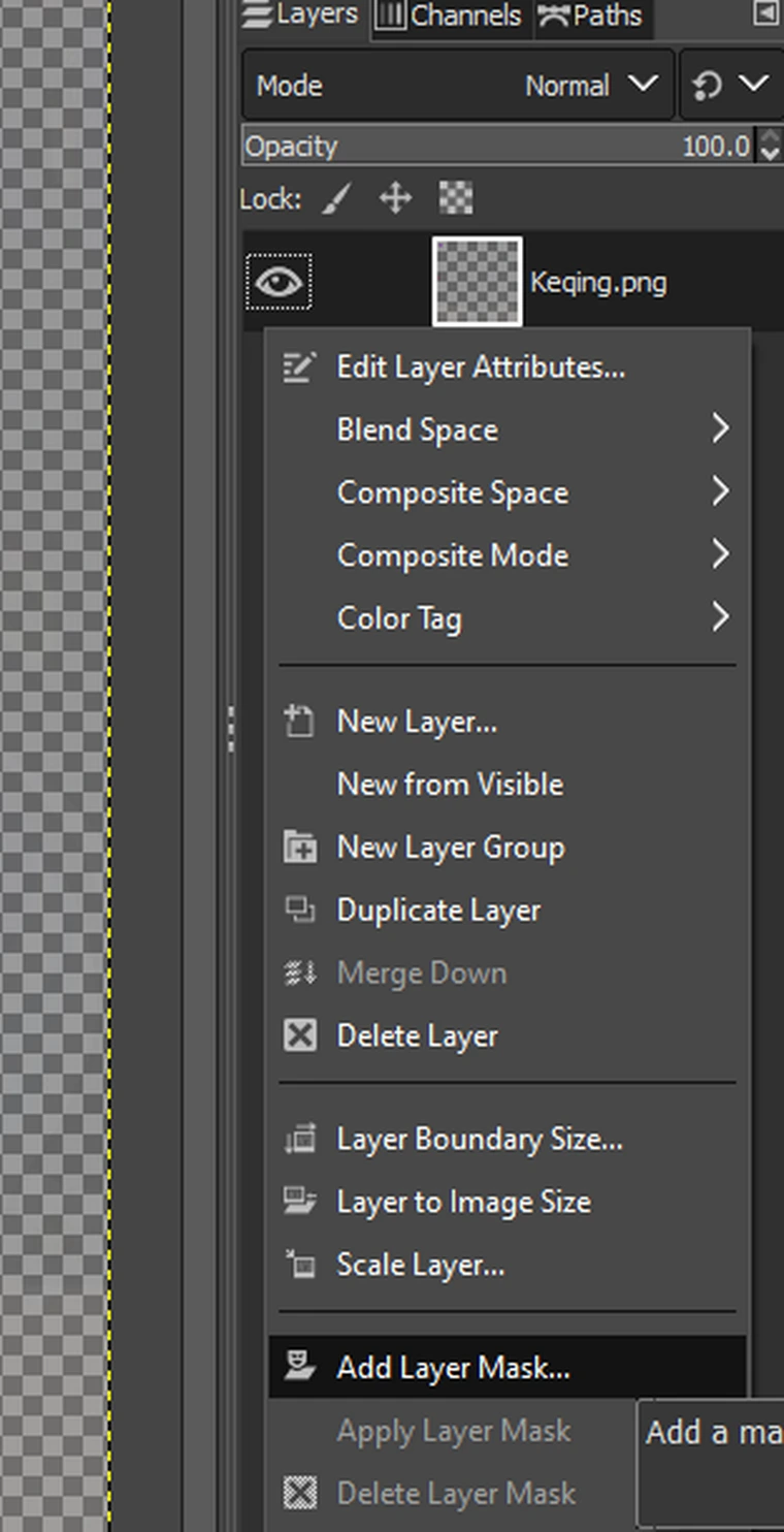 select add layer mask