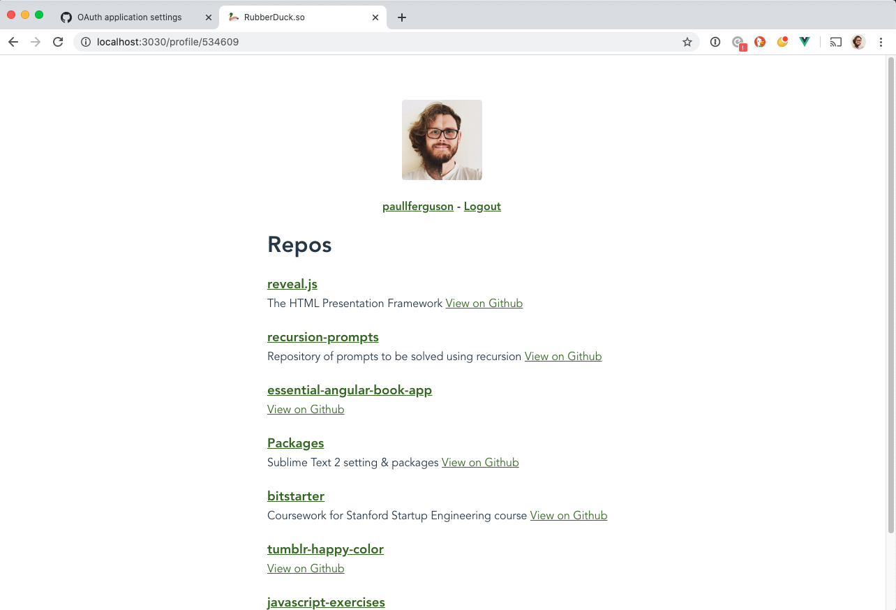 Repo list page