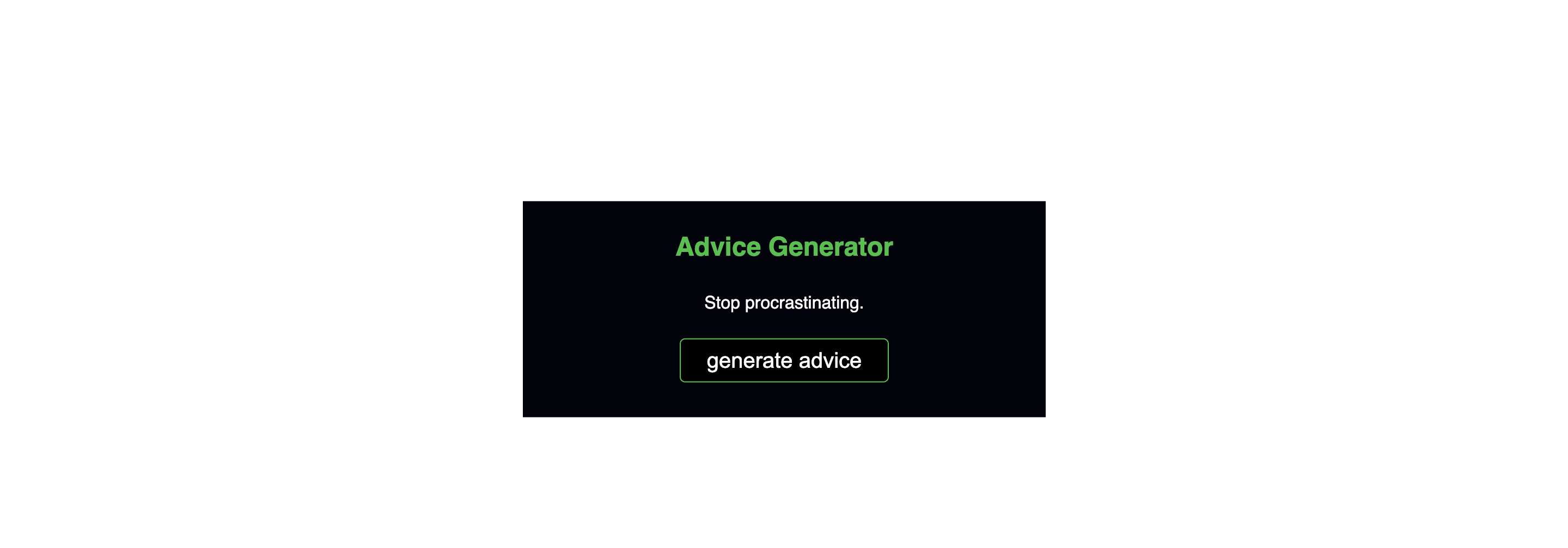 screenshot of the random advice generator