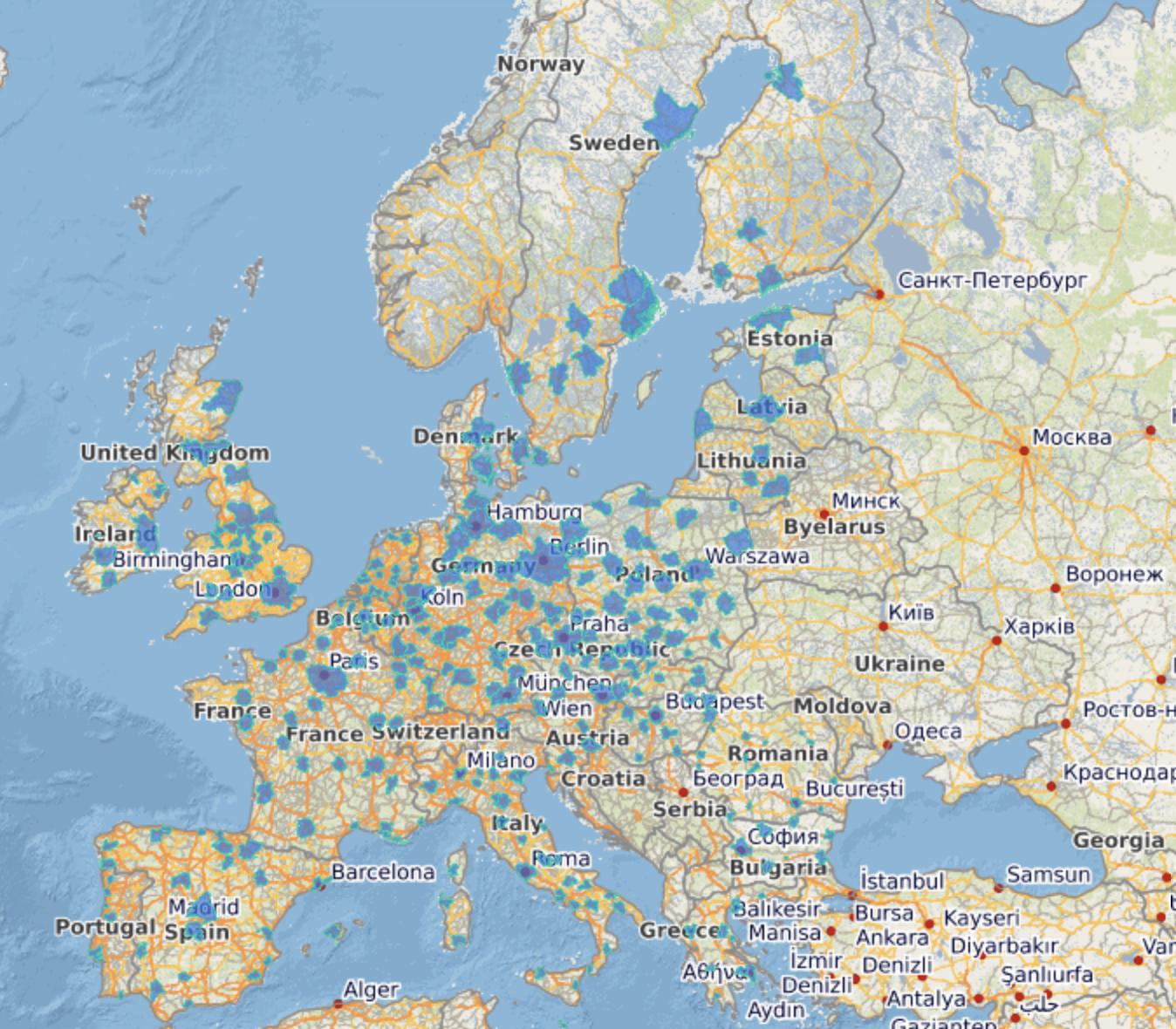 Cities covered in the UrbanAI dataset.