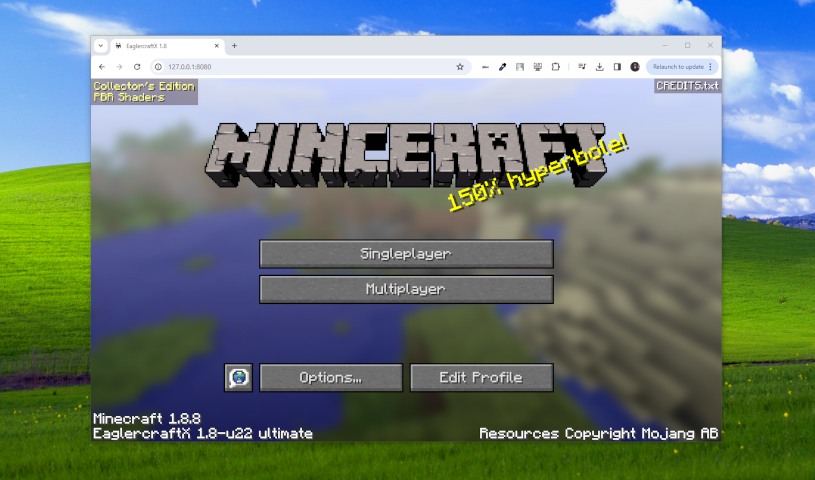 EaglercraftX 1.8 Screenshot Main Menu