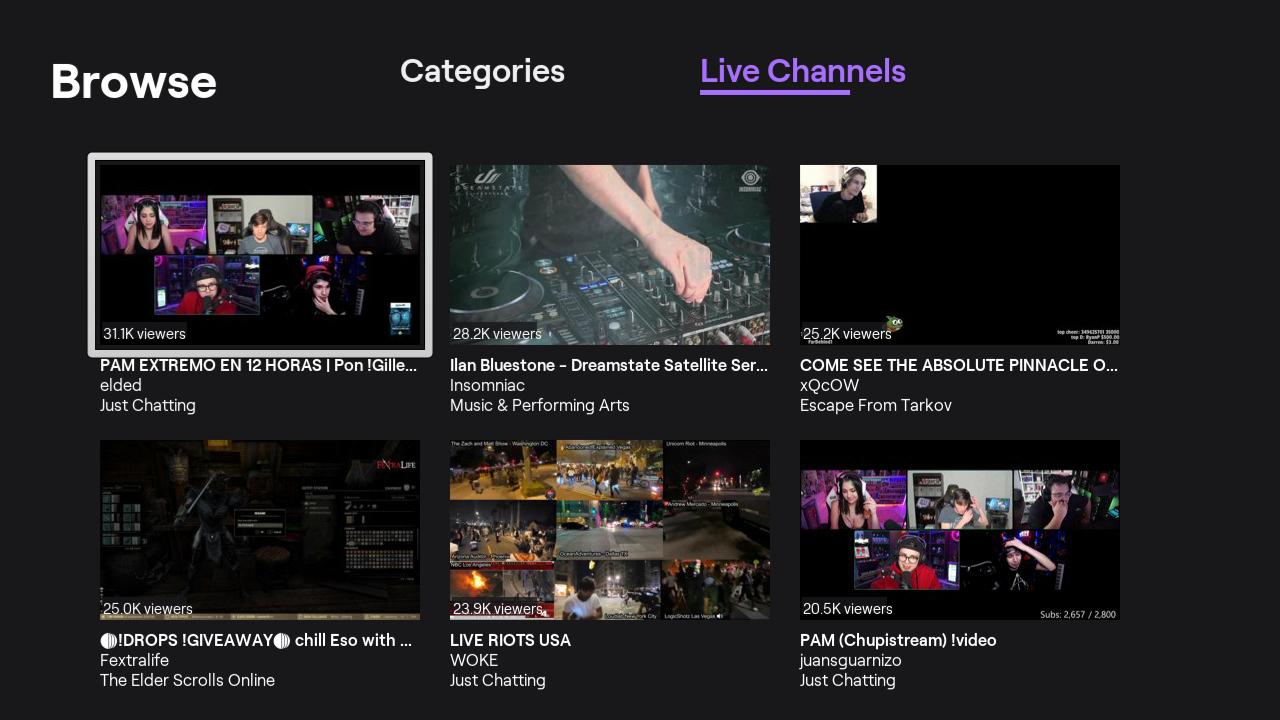 Image of live channels