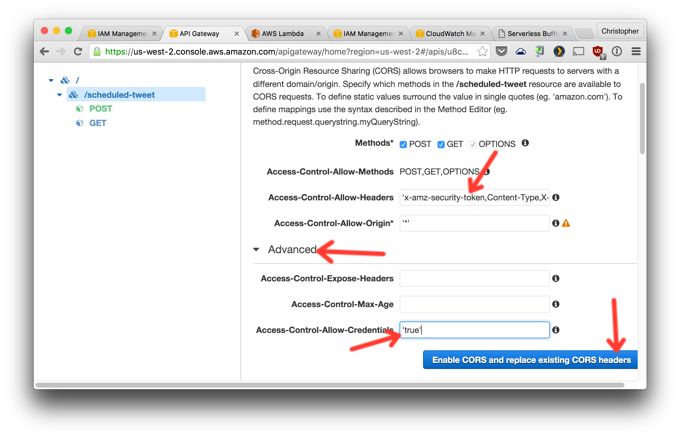 Configure CORS