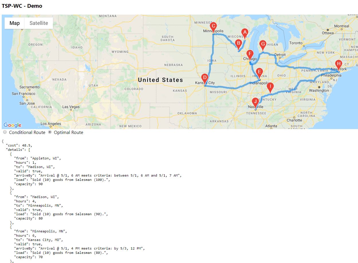 Demo app to find optimal route