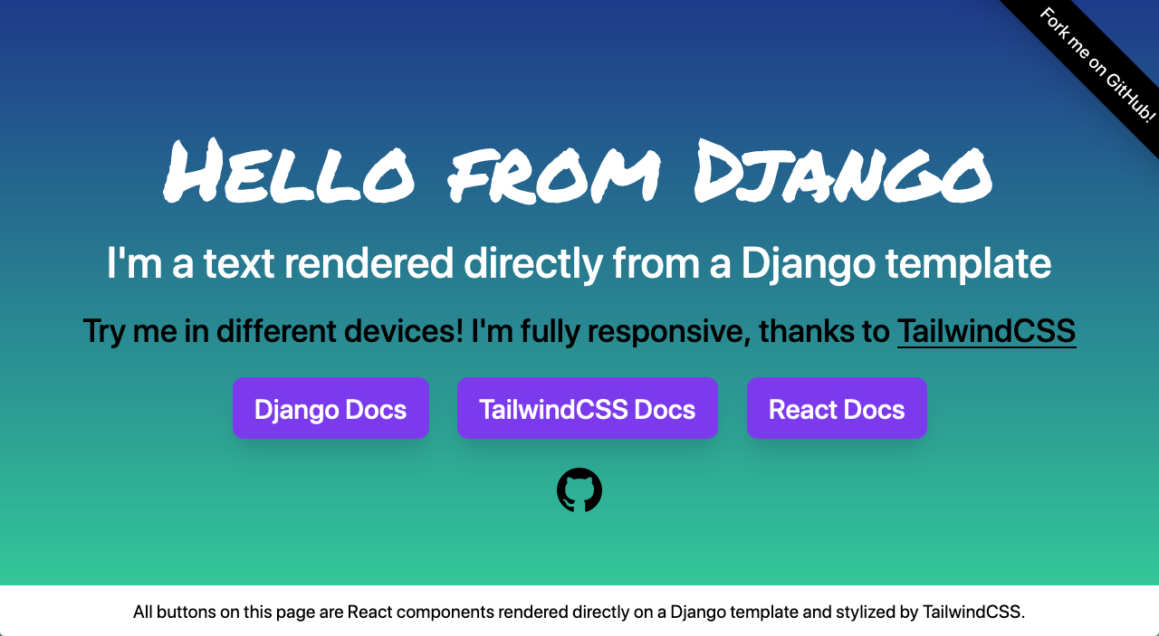 Django-react-tailwindcss hello world page