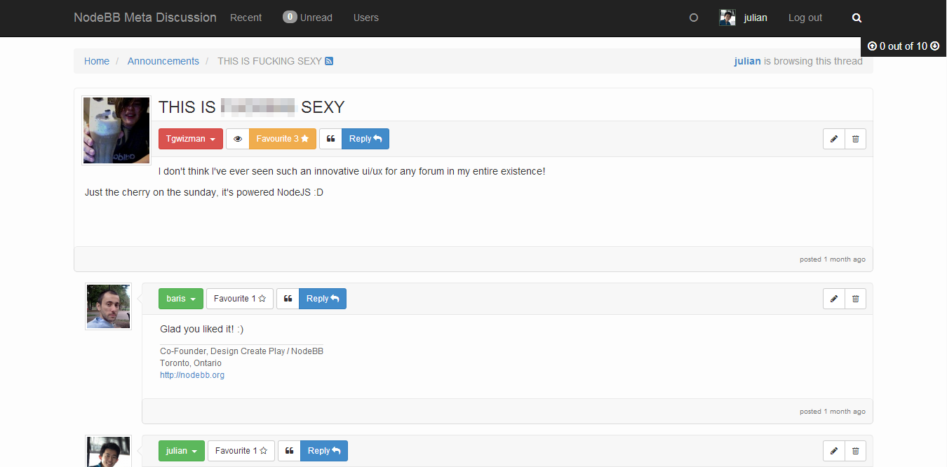 NodeBB Topic Page