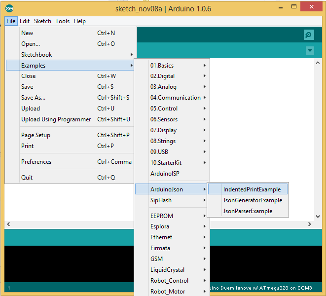 Screen capture of Arduino IDE