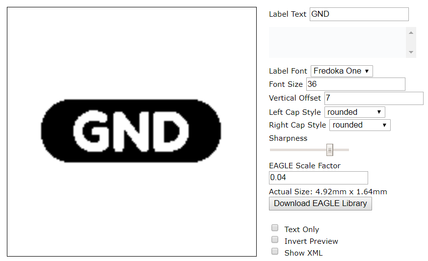 Label Maker Interface showing a preview canvas on the left and some form fields on the right