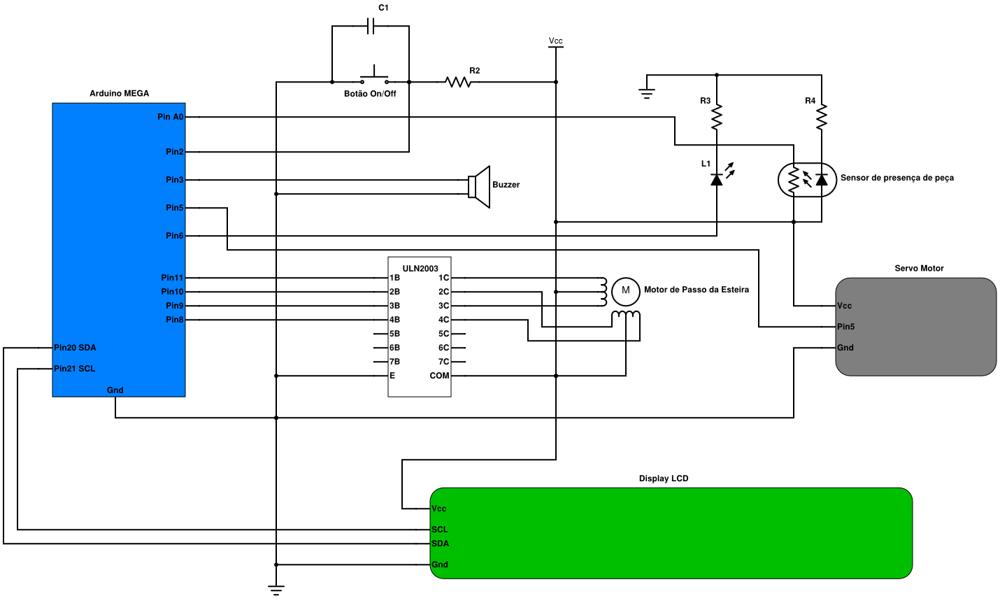 Esquemático feito no schematics.com