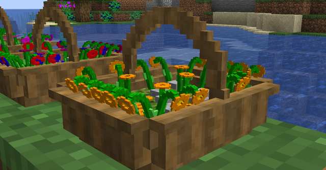 Baskets of Flowers Closeup