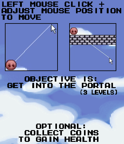 In-game screenshot of the instructions showed in the first stage of the game