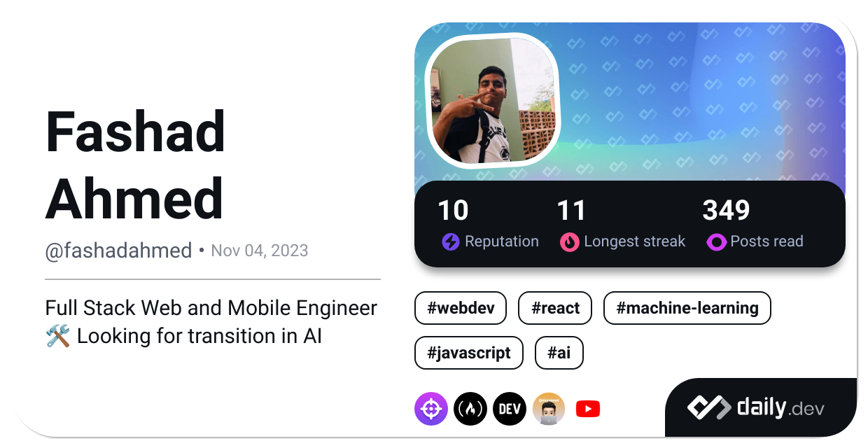 Fashad Ahmed's Dev Card