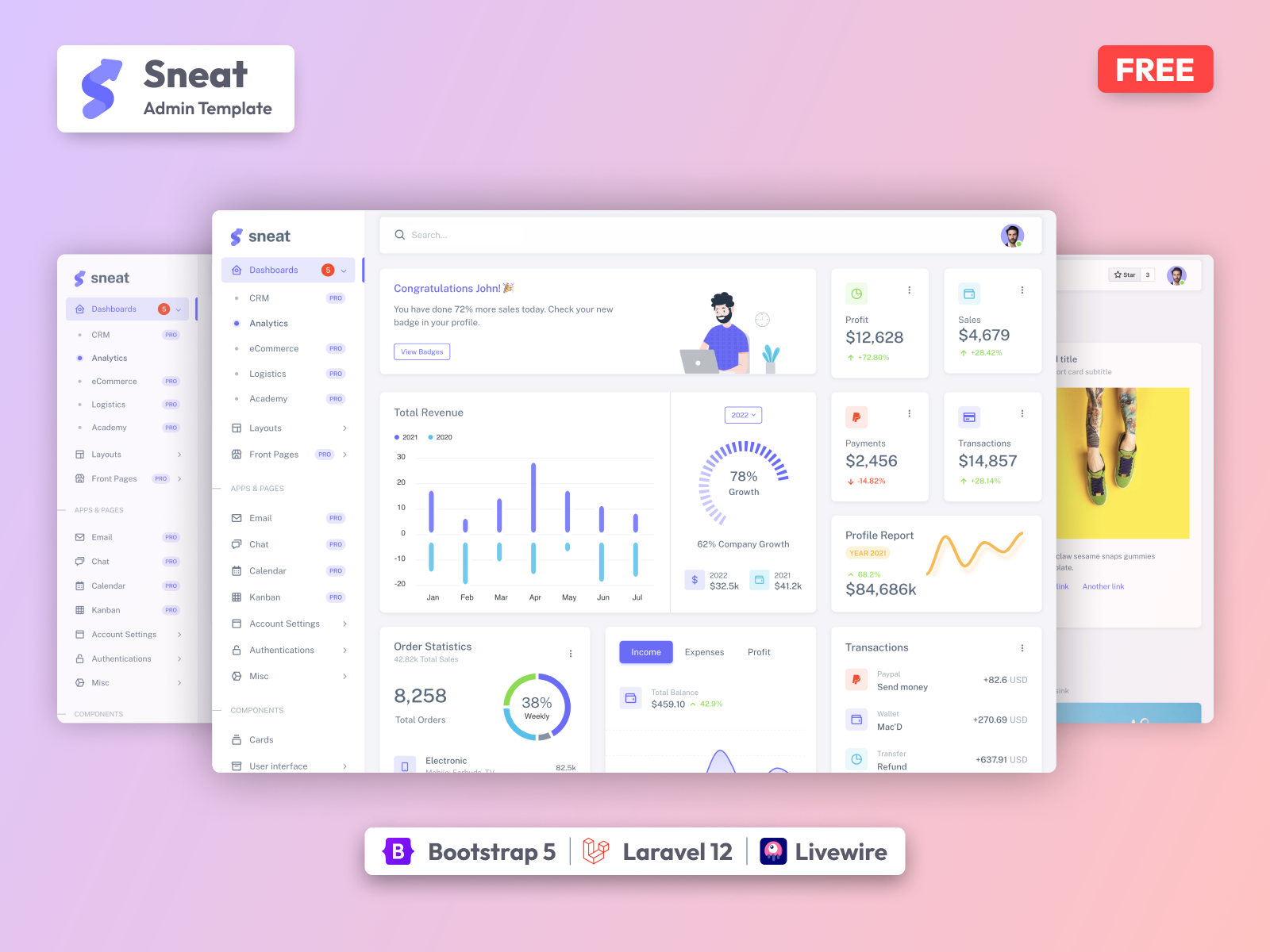 Sneat - Bootstrap 5 HTML Laravel Admin Template Demo Screenshot