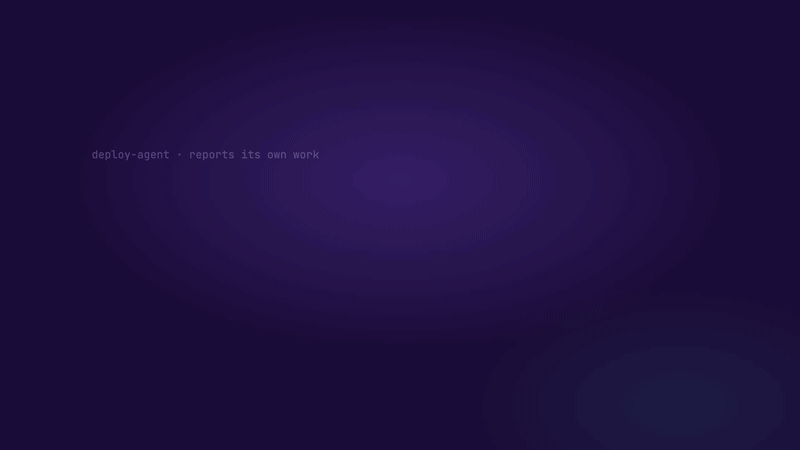 QED Proof in 20 seconds: an agent reports it pushed a1b2c3 to main, QED Proof reads GitHub's own commit list, finds no such commit, and issues a signed Failed receipt.