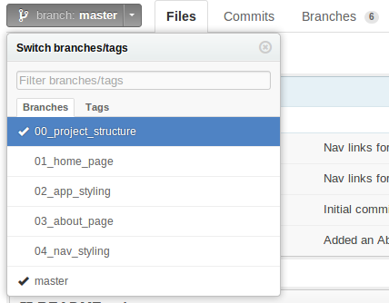 GitHub Branch Menu