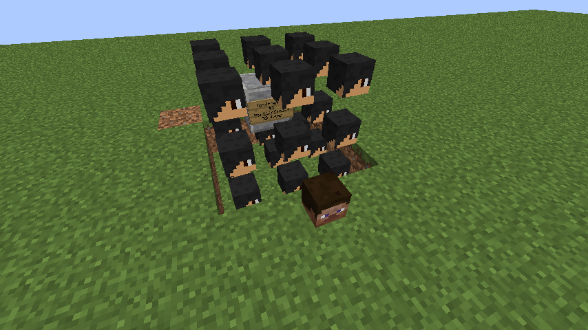 Example 3 by 3 cube of player heads