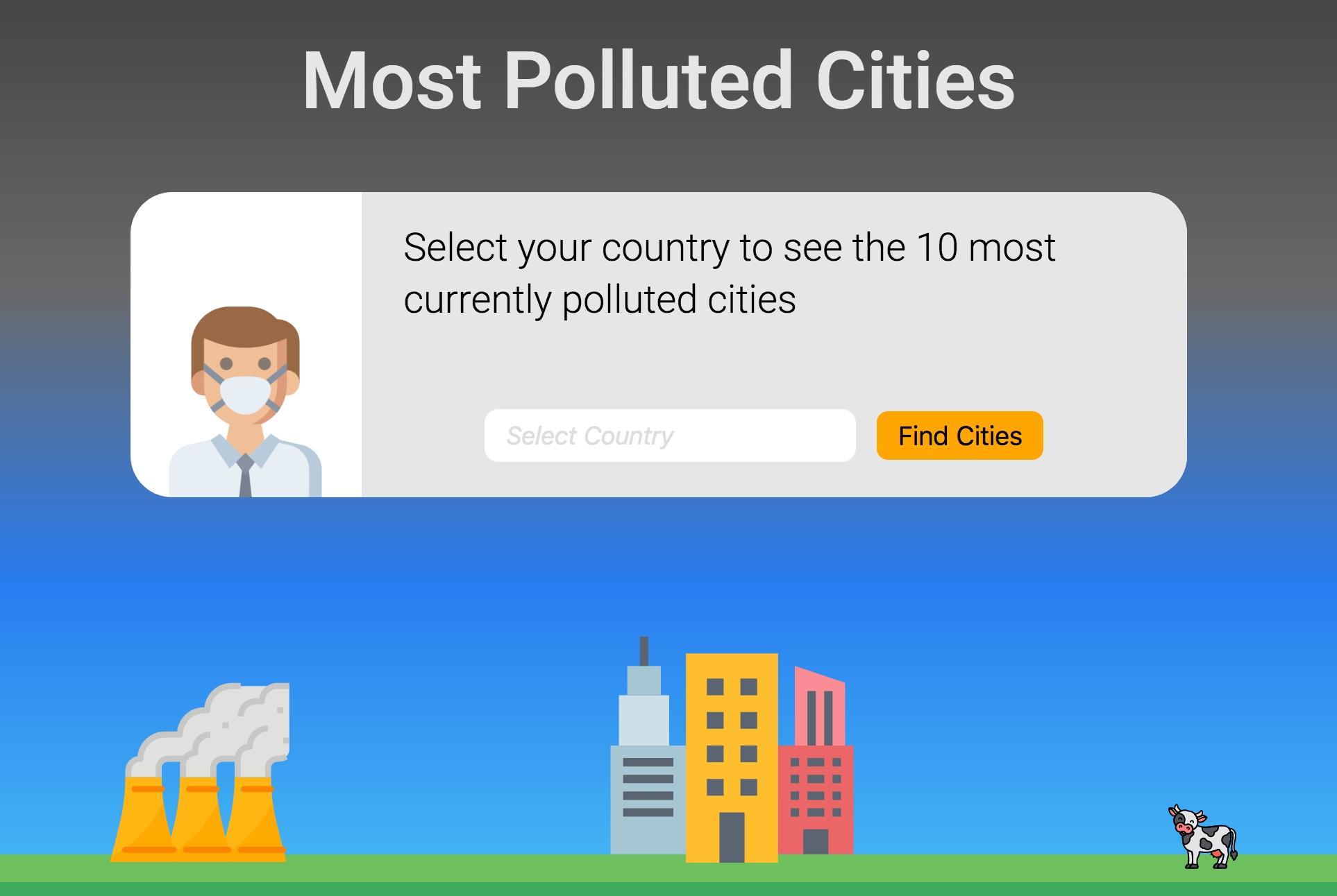 Screenshot of my most polluted cities project built in React